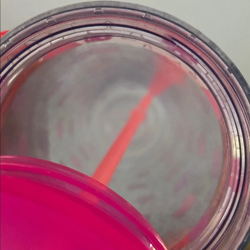 Target cat print tumbler drinking water cup with straw kitty graphic pink clear
